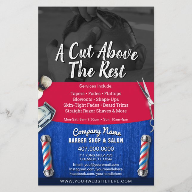 Barber Shop & Salon Customizable Coupon Template Flyer (Front)