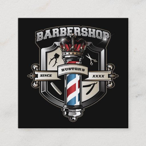Customizable Barber Pole and Crown Business Card Personalize