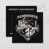 Barber Shop Shield and Crown Square Business Card (Front/Back)