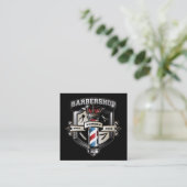 Barber Shop Shield and Crown Square Business Card (Standing Front)