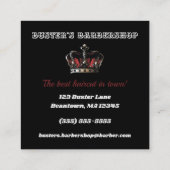 Barber Shop Shield and Crown Square Business Card (Back)