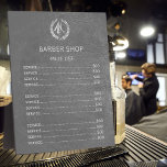 Barber shop silver dark grey leather price list plaque<br><div class="desc">Luxury exclusive price list for a barber hairstylist shop with faux metallic silver on a dark grey classy elegant leather look background. Please note that the leather look is printed.</div>