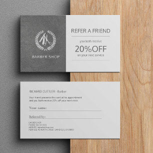 Barber shop silver grey logo referral template