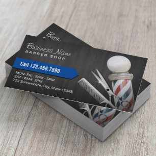 Barber Shop Silver Scissor Professional Dark Wood Business Card