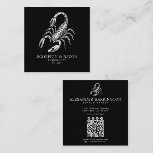 Barber Shop Silver Scorpion Professional Qr Code Square Business Card