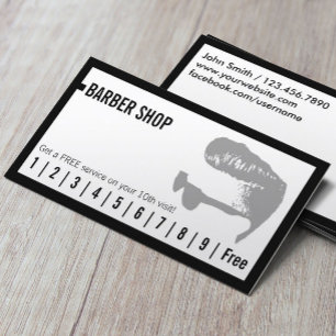 Barber Shop Simple Frame Men's Hair Loyalty Punch Card