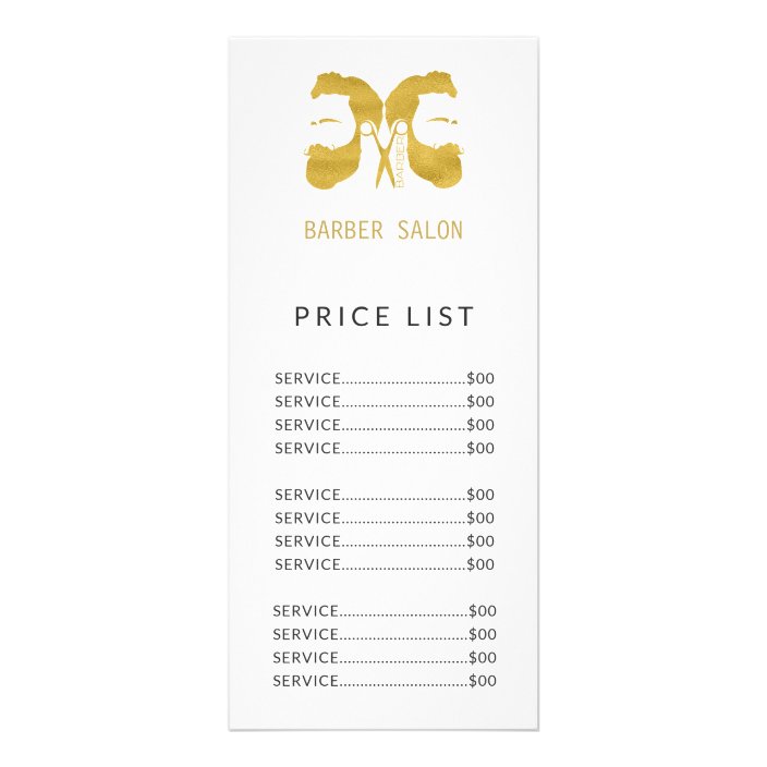 Barber Shop Simple Gold White Price List Services Rack Card Zazzle Com