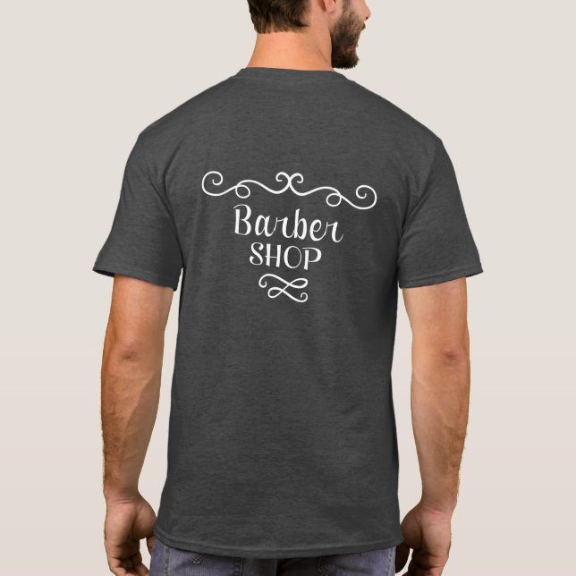 Barber shop simple name title grey white branded T-Shirt (Back)