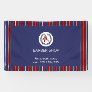 Barber shop simple red navy white stripes banner