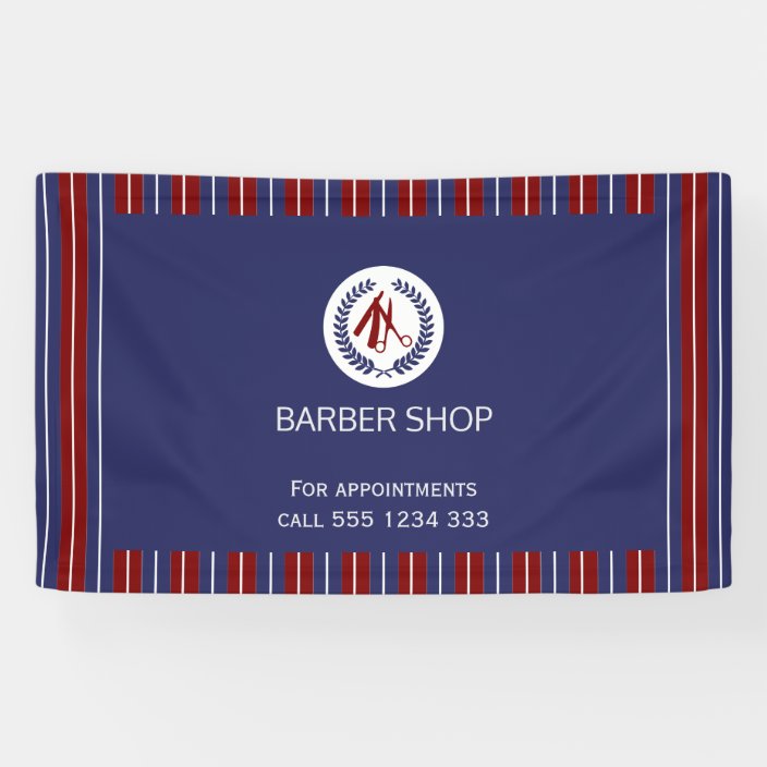 barber shop simple red navy white stripes banner zazzle com zazzle