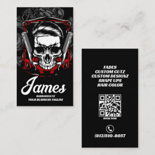 Barber Shop Skull Hair Comb Professional Business Card