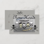 Barber Shop Skulls,CrossScissors in Greys on Business Card (Front/Back)