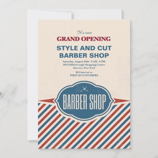 Barber Shop Stripes Grand Opening Announcement Zazzle Com