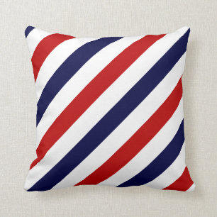 Barber shop stripes patriotic striped pattern throw pillow
