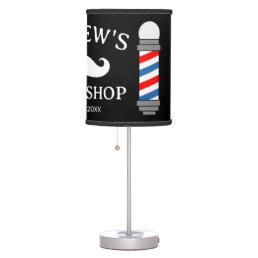 Barber shop table lamp with custom business name