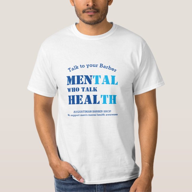 BARBER SHOP TALK Men's Mental Health PERSONALIZED T-Shirt (Front)