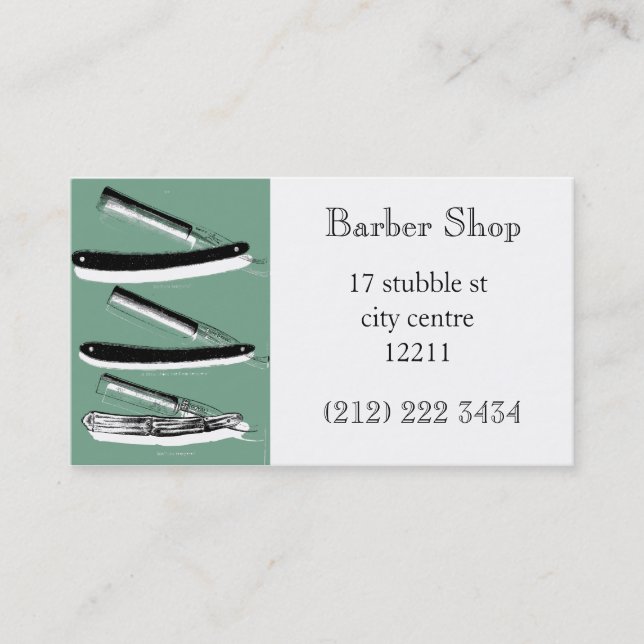 Barber shop themed business card (Front)
