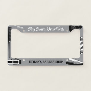 Barber Shop Tools License Plate Frame