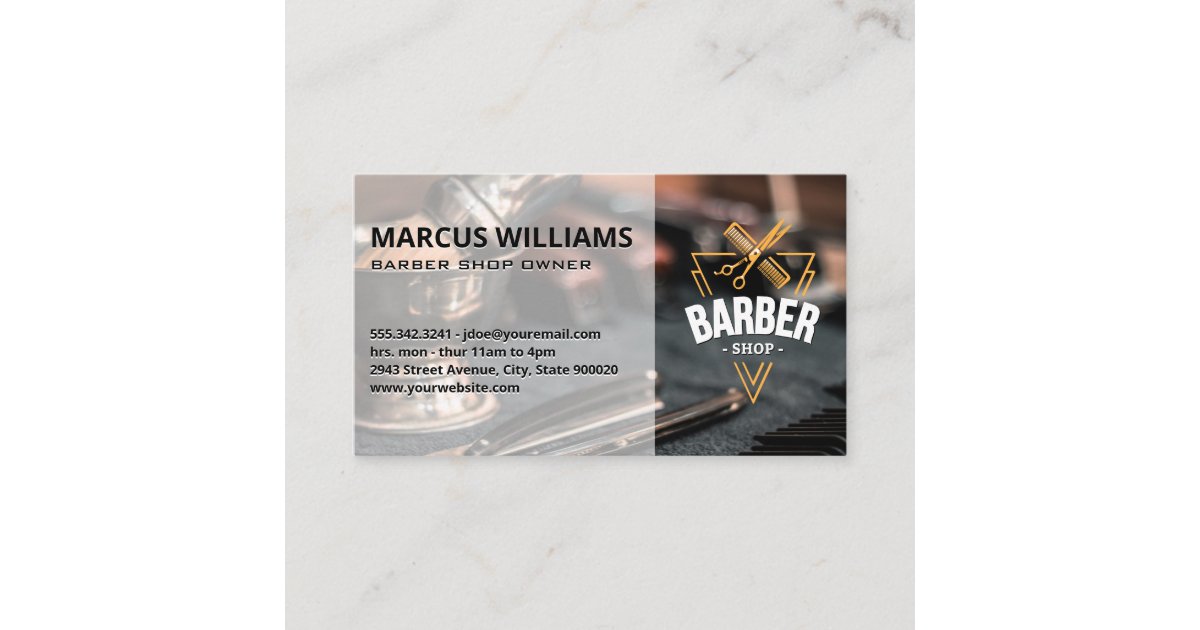 Vintage Barber Shop Skull Scissors Business Card