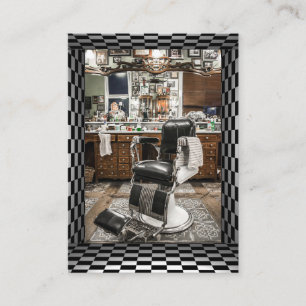 Barber Shop Vintage Black, White, Checkers Business Card