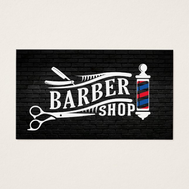 Barber Shop Vintage Logo | Brick Wall (Front)