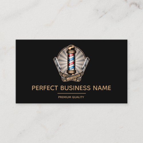Barber Shop Vintage Pole Salon Logo Professional Business Card