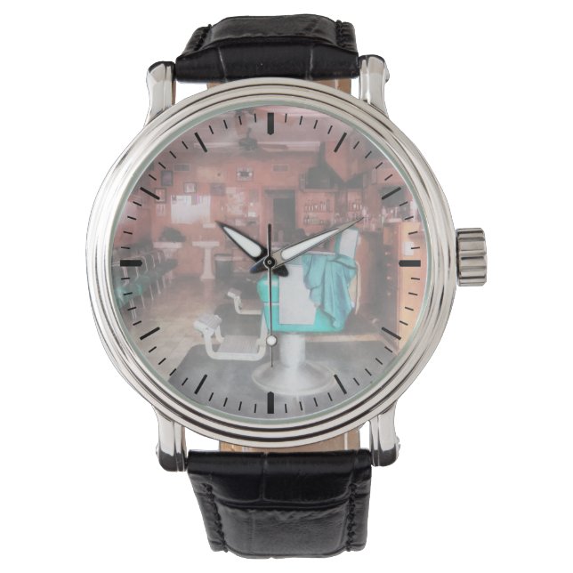 Barber Shop With Green Barber Chairs Watch (Front)