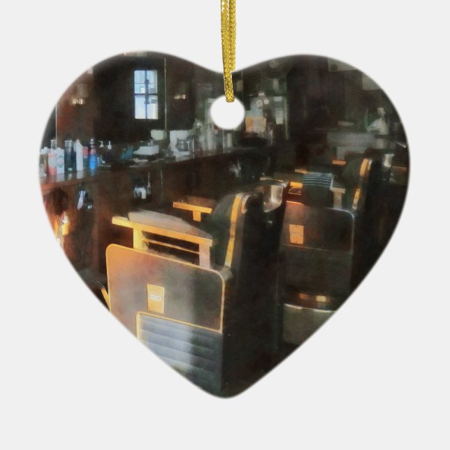 Barber Shop With Sun Streaming Through Window Ceramic Ornament (Front)