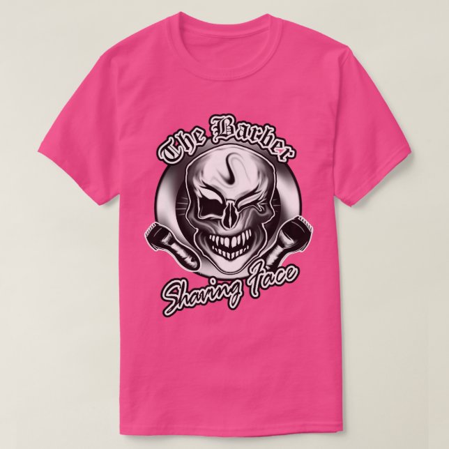 Barber Skull 3 Shaving Face T-Shirt (Design Front)