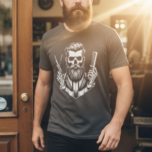Barber Skull Holding Scissor Professional Barber T-Shirt
