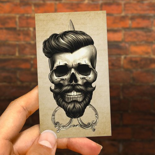 Barber Skull Stylish Hair Stylist Barbershop Business Card