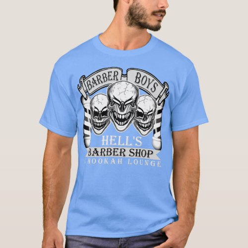 Barber Skulls Hells Barber Shop Hookah Lounge T_Shirt