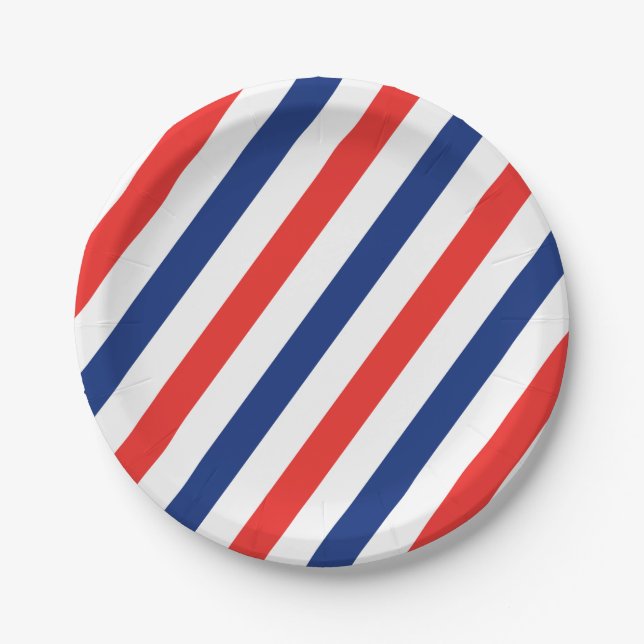 Barber Stripes Paper Plates (Front)