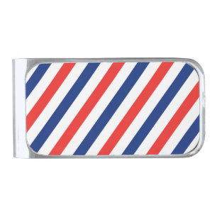 Barber Stripes Silver Finish Money Clip