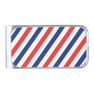 Barber Stripes Silver Finish Money Clip