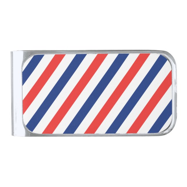 Barber Stripes Silver Finish Money Clip (Front)