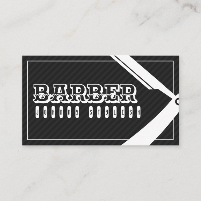 Barber style elegant professional black gray business card (Front)