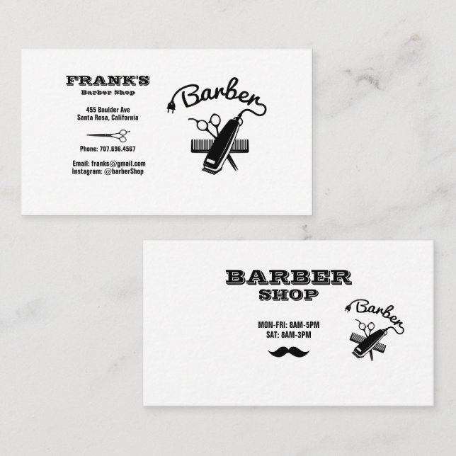 Barber Stylist Scissors Barber Shop Business Card (Front/Back)