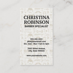 Barber Tools and Icon Patterns Business Card