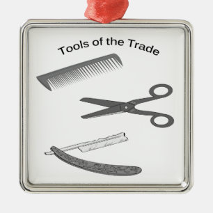 Barber Tools of The Trade Metal Ornament