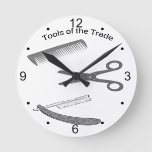 Barber Tools of The Trade Round Clock