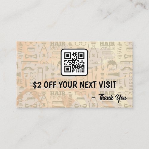 Barber Tools Pattern  Discount QR Code Business Card