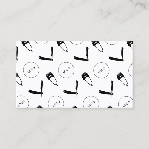 Barber tools pattern with logo  business card