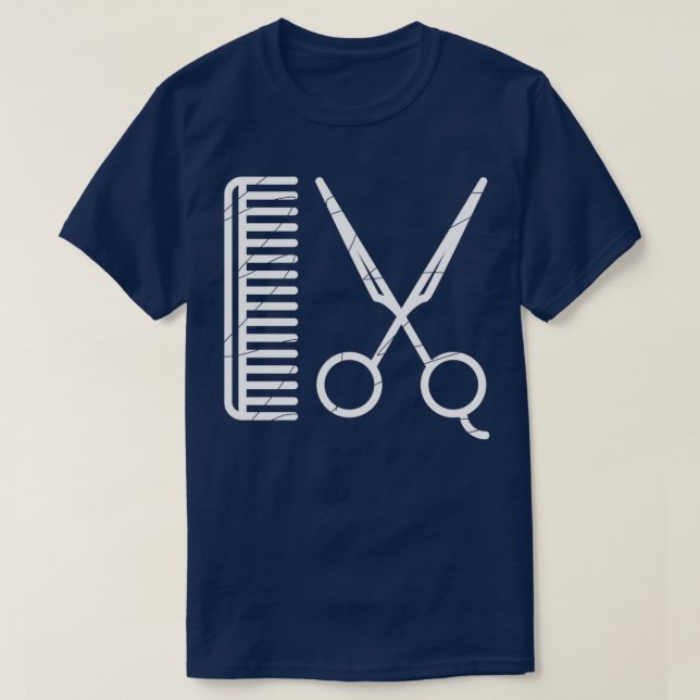 barber tools scissor and comb funny barber T-Shirt (Design Front)