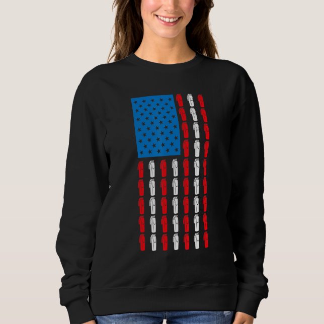 Barber US Flag Cool Design Hairdresser Barbershop  Sweatshirt (Front)