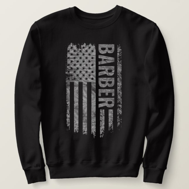 Barber USA Flag Distressed design Sweatshirt (Design Front)