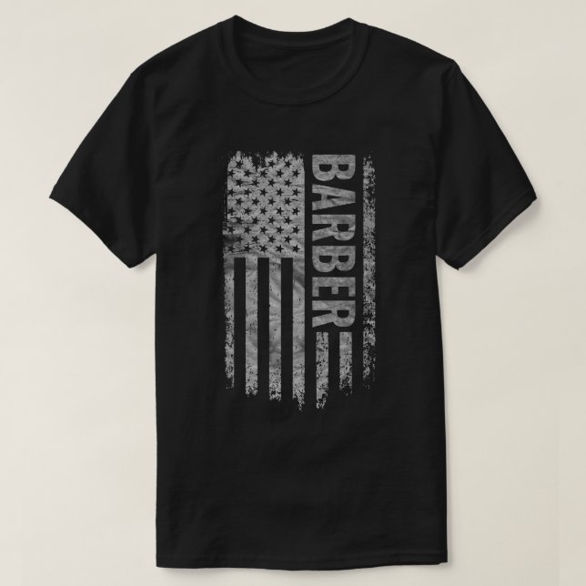 Barber USA Flag Distressed design T-Shirt (Design Front)