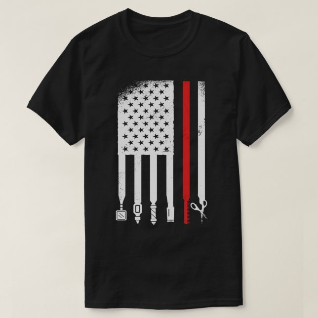 Barber USA Grunge Flag T-Shirt (Design Front)
