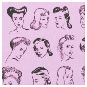Barber vintage 81 hairstyle. 1940s fashion. Pink Fabric