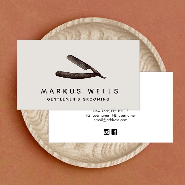 Barber Vintage Straight Razor Barbershop Business Card (Creator Uploaded)